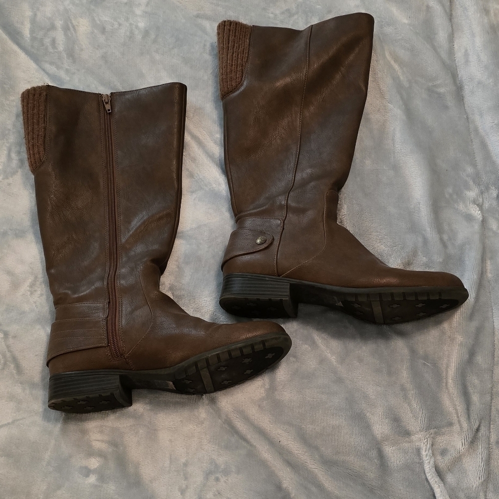 Life Stride Brown Knee-High Boots, Women's Size 8.5 (1029)